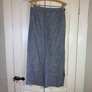 Laura Ashley‎ Linen Maxi Skirt Womens USA 8 Long Blue Vintage READ FLAWS